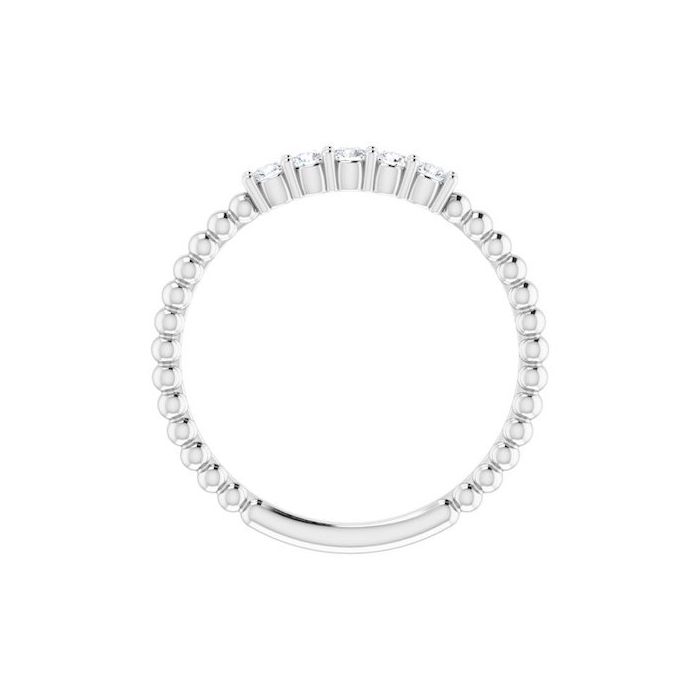 0.16ct Lab Grown Diamond Beaded Stacking Ring in 14k Gold