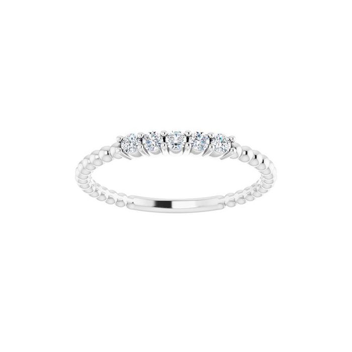 0.16ct Lab Grown Diamond Beaded Stacking Ring in 14k Gold