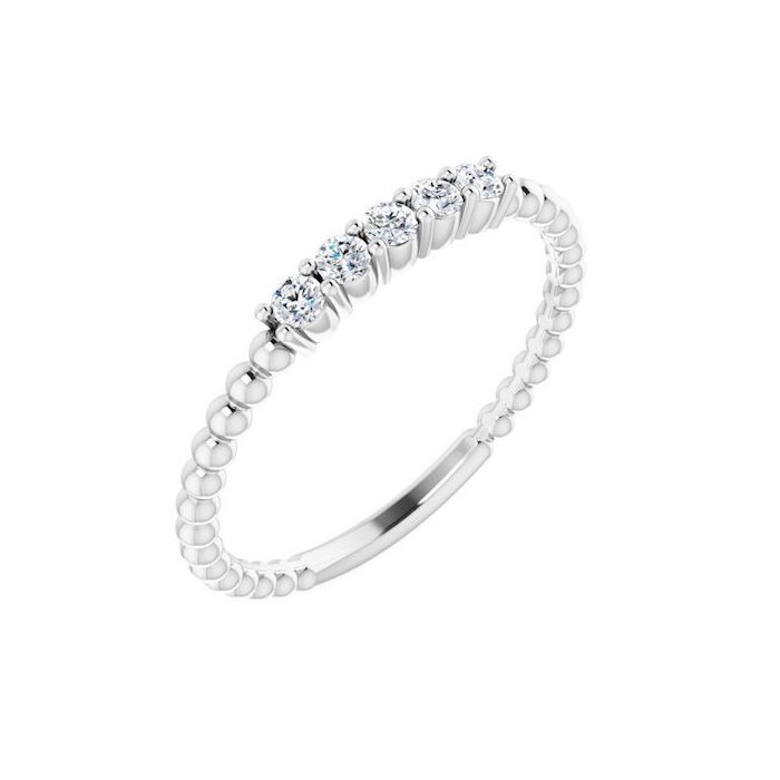 0.16ct Lab Grown Diamond Beaded Stacking Ring in 14k Gold