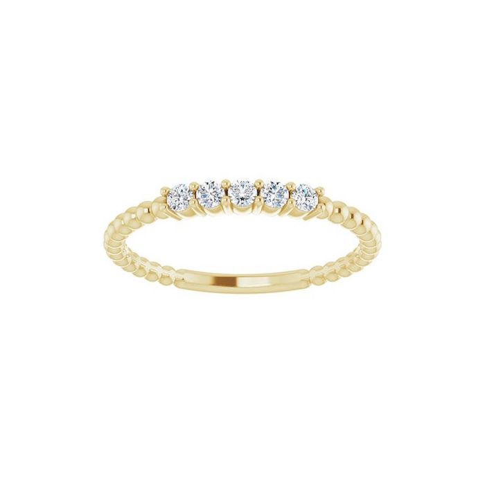 0.16ct Lab Grown Diamond Beaded Stacking Ring in 14k Gold