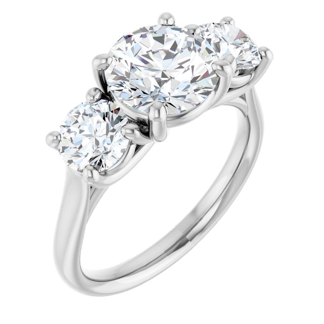 The Elena 3.20ctw Round cut Lab Grown Diamond Trilogy Engagement Ring