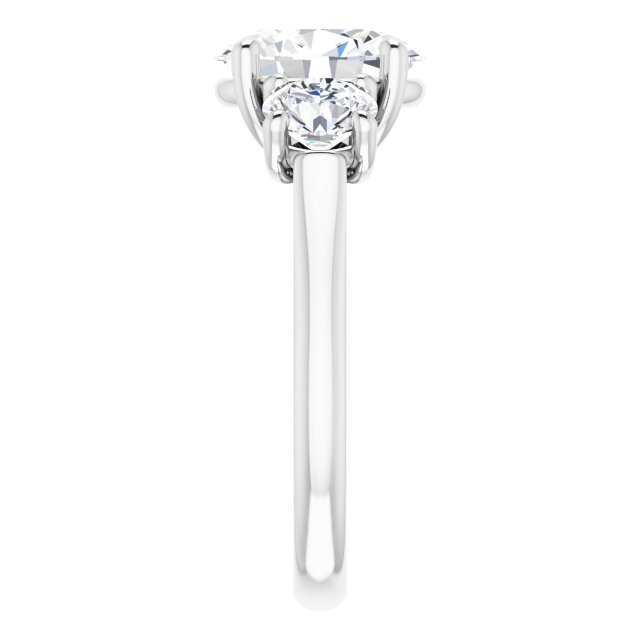 The Elena 3.20ctw Oval and Round cut Lab Grown Diamond Trilogy Engagement Ring