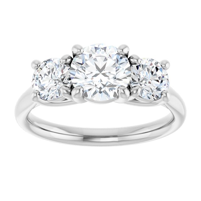 The Elena 1.80ctw Round cut Lab Grown Diamond Trilogy Engagement Ring