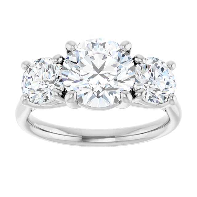 The Elena 3.20ctw Round cut Lab Grown Diamond Trilogy Engagement Ring