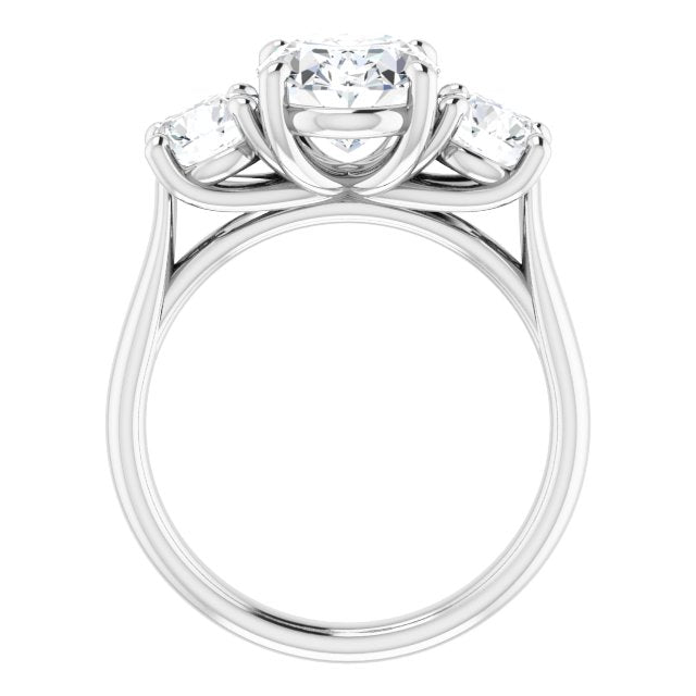 The Elena 3.20ctw Oval and Round cut Lab Grown Diamond Trilogy Engagement Ring