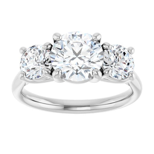 The Elena 2.50ctw Round cut Lab Grown Diamond Trilogy Engagement Ring