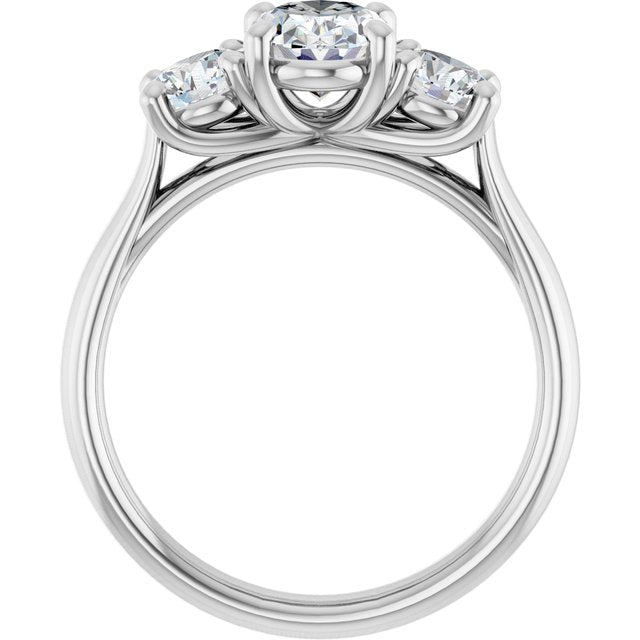 The Elena 1.80ctw Oval and Round cut Lab Grown Diamond Trilogy Engagement Ring