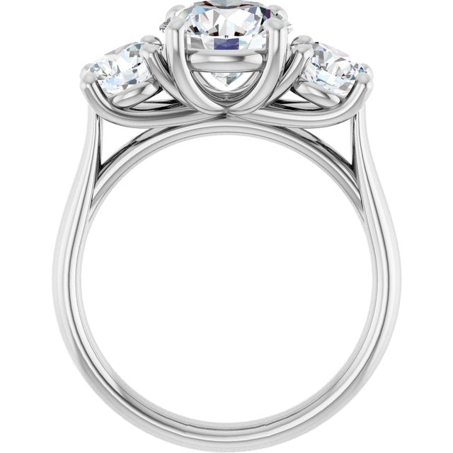 The Elena 3.20ctw Round cut Lab Grown Diamond Trilogy Engagement Ring