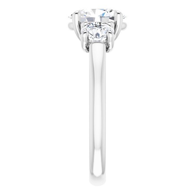 The Elena 2.50ctw Oval and Round cut Lab Grown Diamond Trilogy Engagement Ring