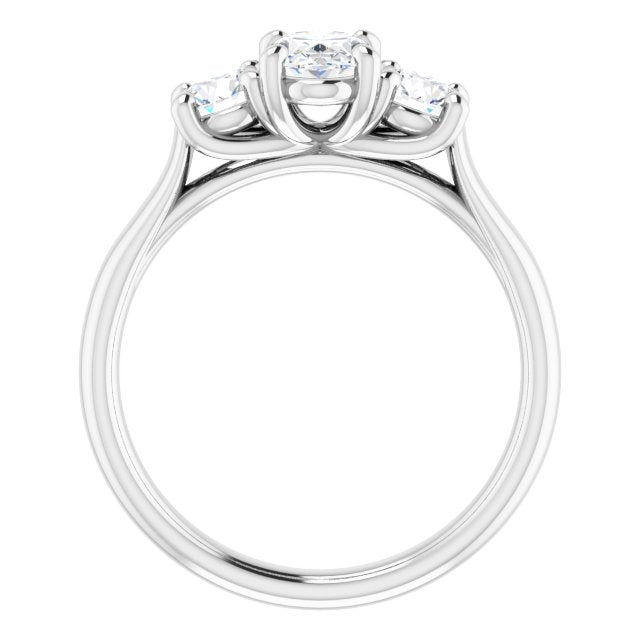 The Elena 1.20ctw Oval and Round cut Lab Grown Diamond Trilogy Engagement Ring