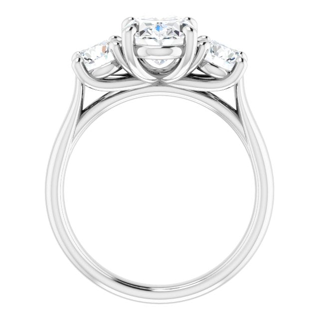 The Elena 2.50ctw Oval and Round cut Lab Grown Diamond Trilogy Engagement Ring