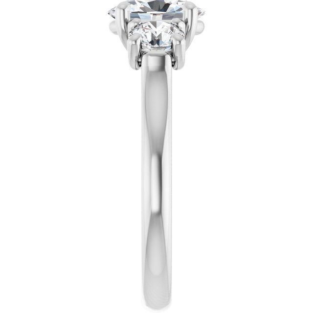 The Elena 1.80ctw Oval and Round cut Lab Grown Diamond Trilogy Engagement Ring