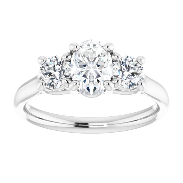 The Elena 1.20ctw Oval and Round cut Lab Grown Diamond Trilogy Engagement Ring