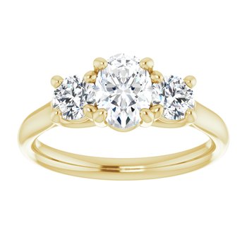 The Elena 1.20ctw Oval and Round cut Lab Grown Diamond Trilogy Engagement Ring