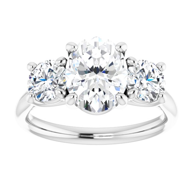 The Elena 2.50ctw Oval and Round cut Lab Grown Diamond Trilogy Engagement Ring