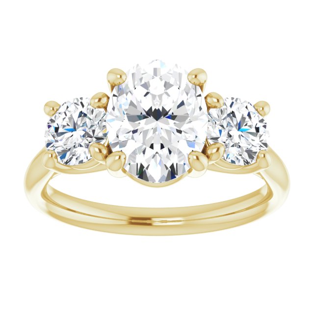 The Elena 2.50ctw Oval and Round cut Lab Grown Diamond Trilogy Engagement Ring