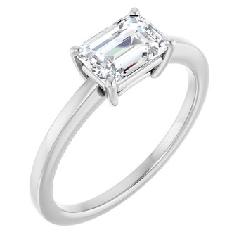 The Amara 1.00ct Emerald cut Lab Grown Diamond Solitaire East-West Engagement Ring