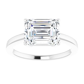 The Amara 2.00ct Emerald cut Lab Grown Diamond Solitaire East-West Engagement Ring