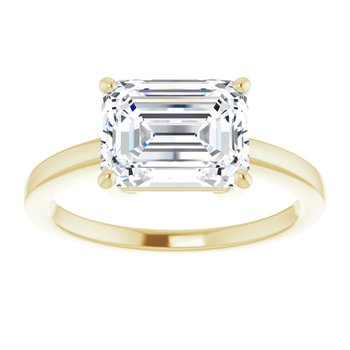 The Amara 2.00ct Emerald cut Lab Grown Diamond Solitaire East-West Engagement Ring