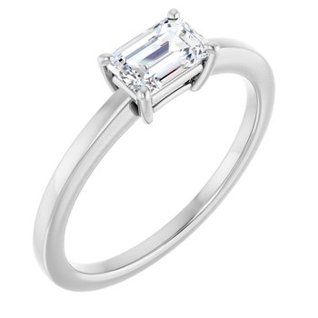 The Amara 0.50ct Emerald cut Lab Grown Diamond Solitaire East-West Engagement Ring