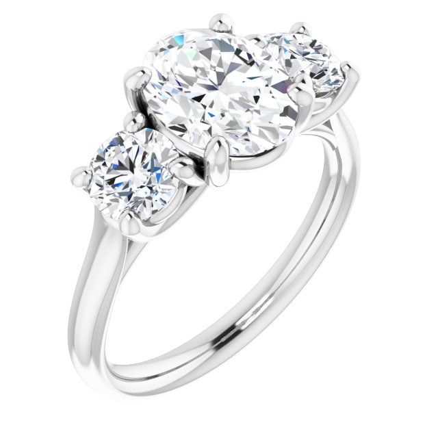 The Elena 2.50ctw Oval and Round cut Lab Grown Diamond Trilogy Engagement Ring