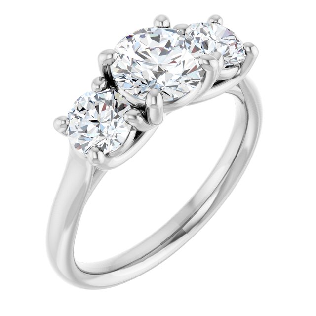 The Elena 1.80ctw Round cut Lab Grown Diamond Trilogy Engagement Ring