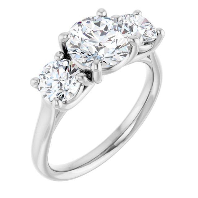 The Elena 2.50ctw Round cut Lab Grown Diamond Trilogy Engagement Ring