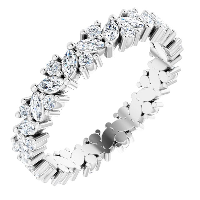 1.20ct Marquise and Round Cluster Lab Grown Diamond Full Eternity Ring