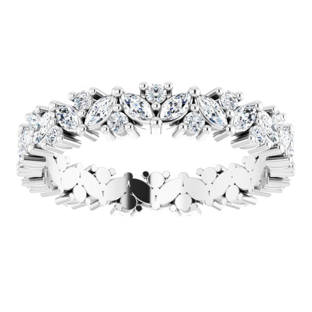 1.20ct Marquise and Round Cluster Lab Grown Diamond Full Eternity Ring