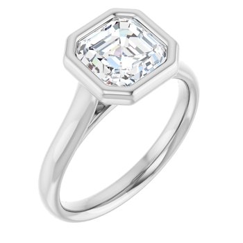 The Thea 2.00ct Asscher cut Lab Grown Diamond Solitaire Open Bezel Engagement Ring