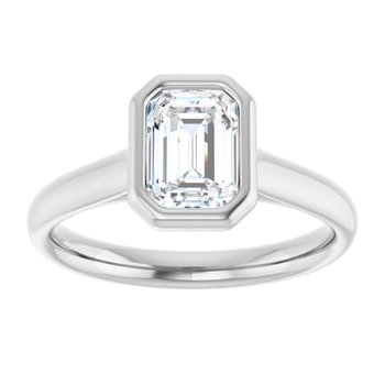 The Thea 1.00ct Emerald cut Lab Grown Diamond Solitaire Open Bezel Engagement Ring