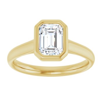 The Thea 1.00ct Emerald cut Lab Grown Diamond Solitaire Open Bezel Engagement Ring