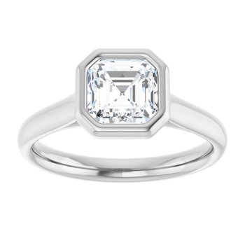 The Thea 1.00ct Asscher cut Lab Grown Diamond Solitaire Open Bezel Engagement Ring