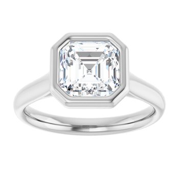 The Thea 2.00ct Asscher cut Lab Grown Diamond Solitaire Open Bezel Engagement Ring