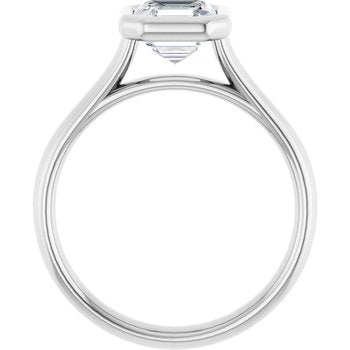 The Thea 1.00ct Asscher cut Lab Grown Diamond Solitaire Open Bezel Engagement Ring