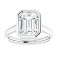 The Thea 2.00ct Emerald cut Lab Grown Diamond Solitaire Open Bezel Engagement Ring