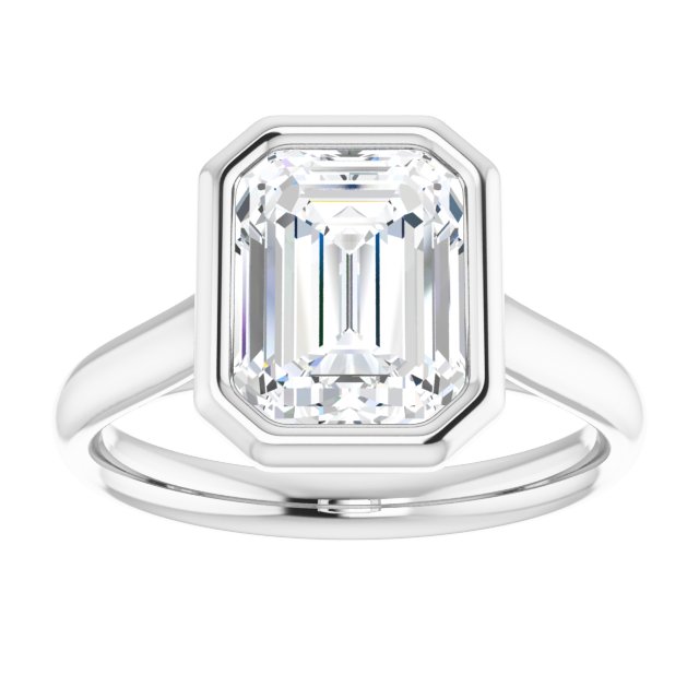 The Thea 2.00ct Emerald cut Lab Grown Diamond Solitaire Open Bezel Engagement Ring