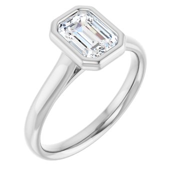 The Thea 1.00ct Emerald cut Lab Grown Diamond Solitaire Open Bezel Engagement Ring
