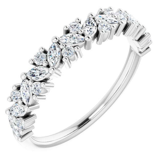 0.75ct Marquise and Round Cluster Lab Grown Diamond Ring