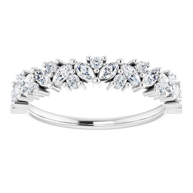 0.75ct Marquise and Round Cluster Lab Grown Diamond Ring