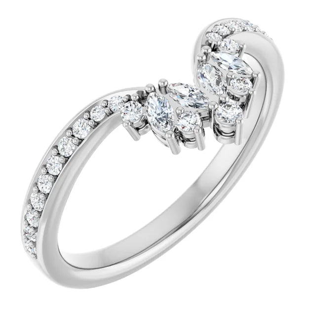 0.30ctw Marquise and Round Lab Grown Diamond Decorative Ring Enhancer Band