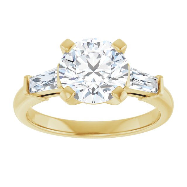 The Cassandra 2.40ctw Round and Baguette cut Lab Grown Diamond Trilogy Engagement Ring