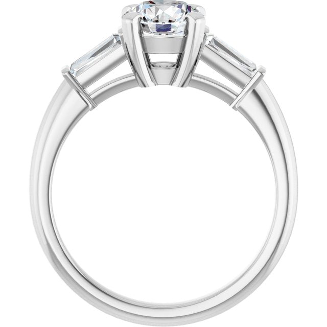 The Cassandra 1.40ctw Round and Baguette cut Lab Grown Diamond Trilogy Engagement Ring