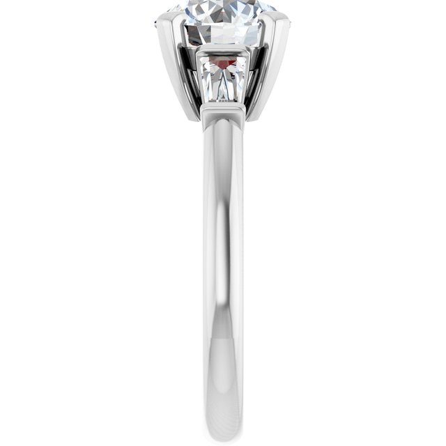 The Cassandra 2.40ctw Round and Baguette cut Lab Grown Diamond Trilogy Engagement Ring