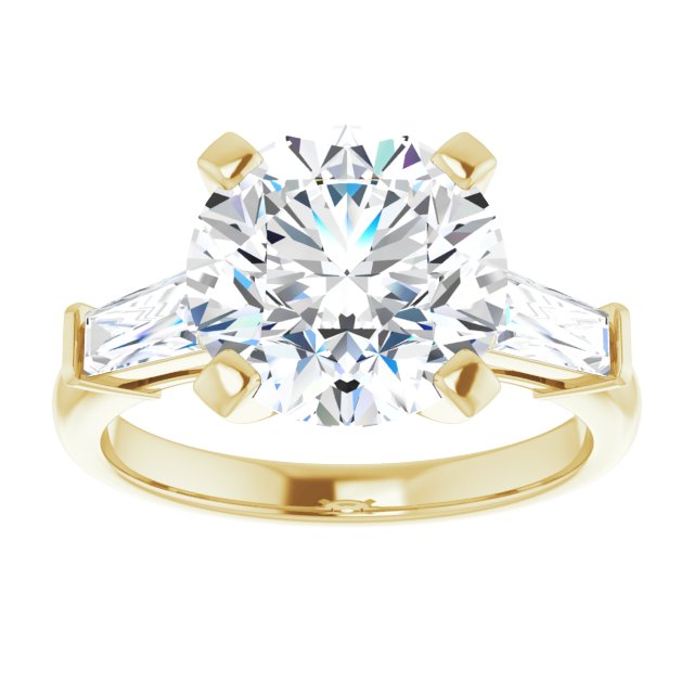 The Cassandra 4.40ctw Round and Baguette cut Lab Grown Diamond Trilogy Engagement Ring