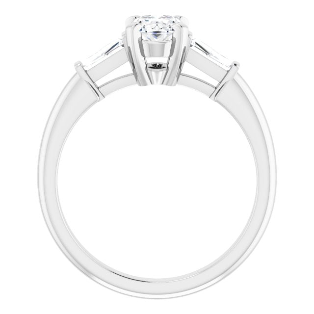 The Cassandra 1.40ctw Oval and Baguette cut Lab Grown Diamond Trilogy Engagement Ring