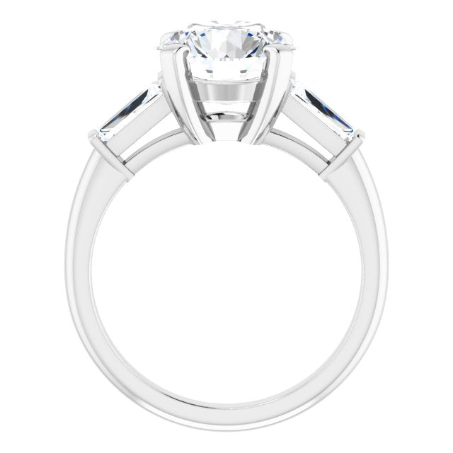 The Cassandra 3.40ctw Round and Baguette cut Lab Grown Diamond Trilogy Engagement Ring