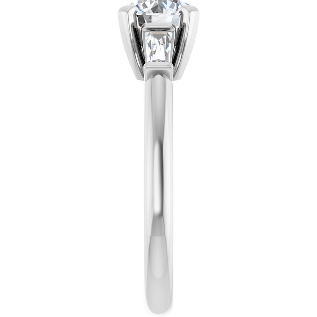 The Cassandra 1.40ctw Round and Baguette cut Lab Grown Diamond Trilogy Engagement Ring