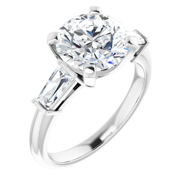 The Cassandra 3.40ctw Round and Baguette cut Lab Grown Diamond Trilogy Engagement Ring