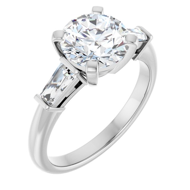 The Cassandra 2.40ctw Round and Baguette cut Lab Grown Diamond Trilogy Engagement Ring